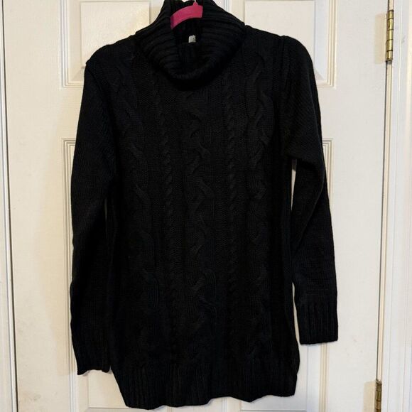Zenana Black Cable Knit Turtleneck Sweater – NWT, Size M, Cozy Chunky Knit - Picture 1 of 3